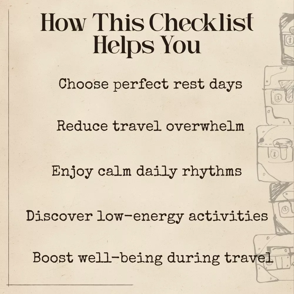 AI-Powered Rest Day Planner: Your Ultimate Travel Recharge Checklist | Travel Itinerary Helper | Digital Download for Stress-Free Rest Days