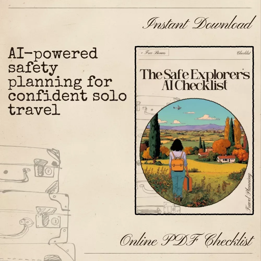 The Safe Explorer’s AI Checklist | Solo Travel Safety Guide, AI Travel Checklist, Digital Download for Travelers