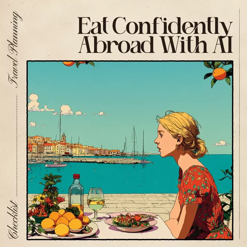 Eat Confidently Abroad with AI | Digital Travel Menu Guide, Translation Checklist, Foreign Menu Decoder for Travelers