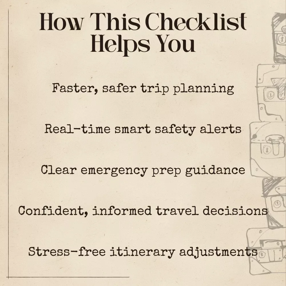 Travel Smart and Safe with AI – Printable Travel Safety Checklist, Digital Download, how to use ai for travel safety advice, AI Travel Prep Guide for Confident, Stress-Free Trips