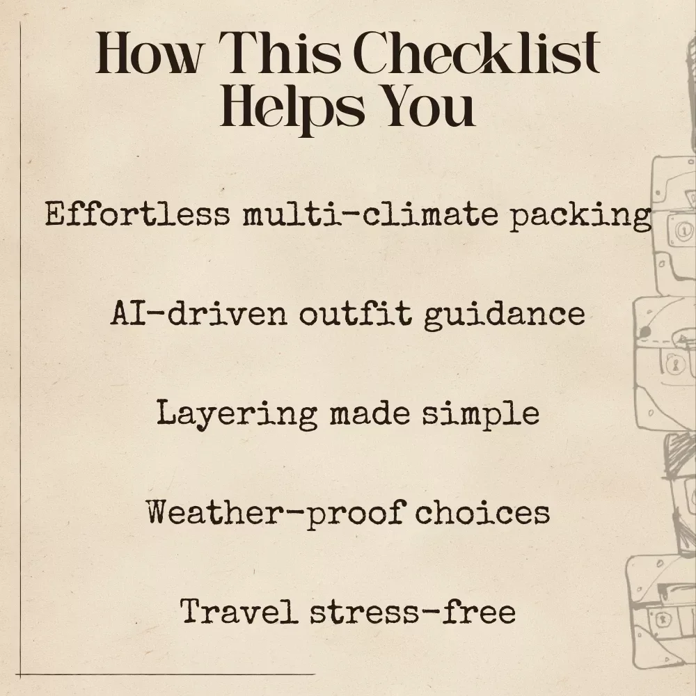 Pack for Any Climate with AI Confidence – Ultimate Checklist for AI for Packing for Multiple Climates