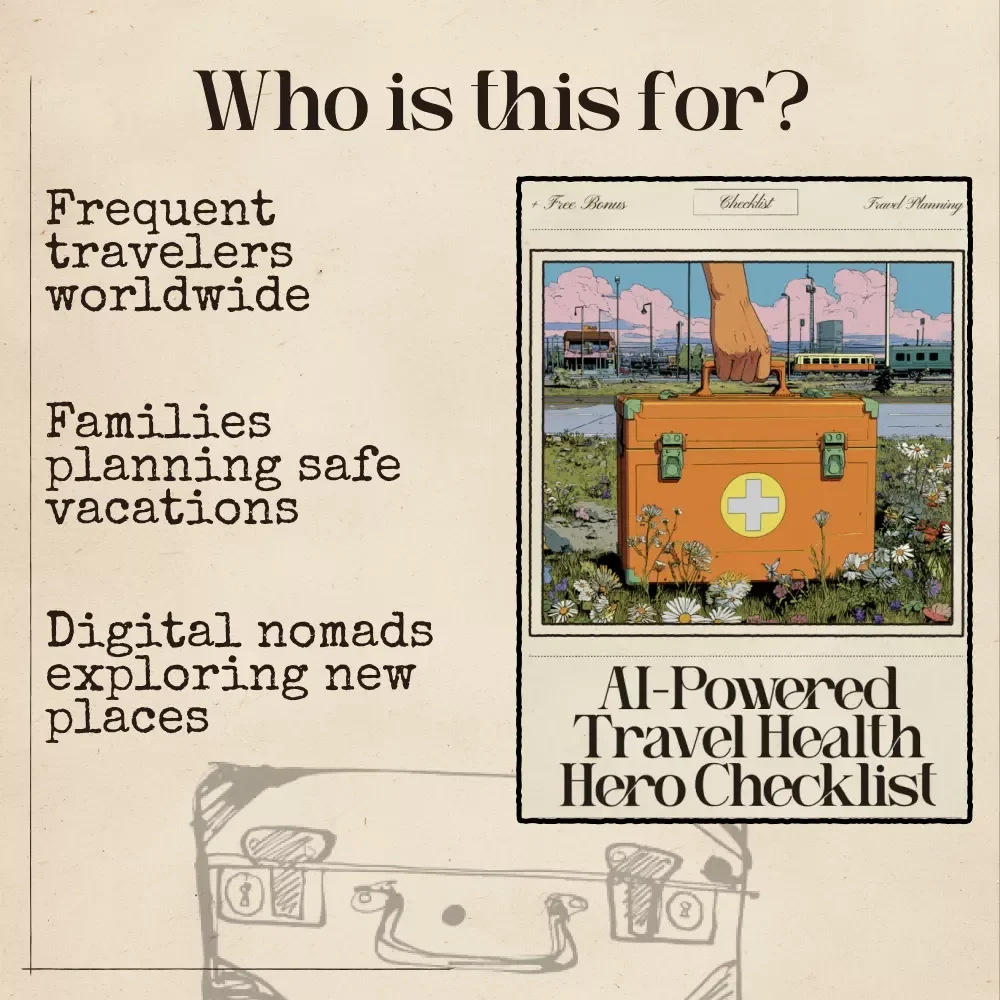 AI-Powered Travel Health Hero Checklist | Digital Packing and Safety Planner | ai to create a travel medicine checklist for Smart, Healthy Travelers