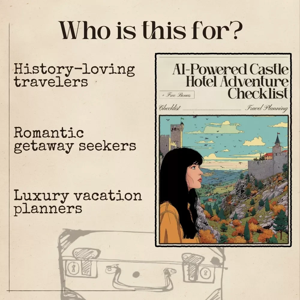 AI-Powered Castle Hotel Adventure Checklist – Digital Travel Planner | Smart Guide for Historic Luxury Getaways | Instant Download for Fairytale Stays | ai that finds historic castle hotel stays