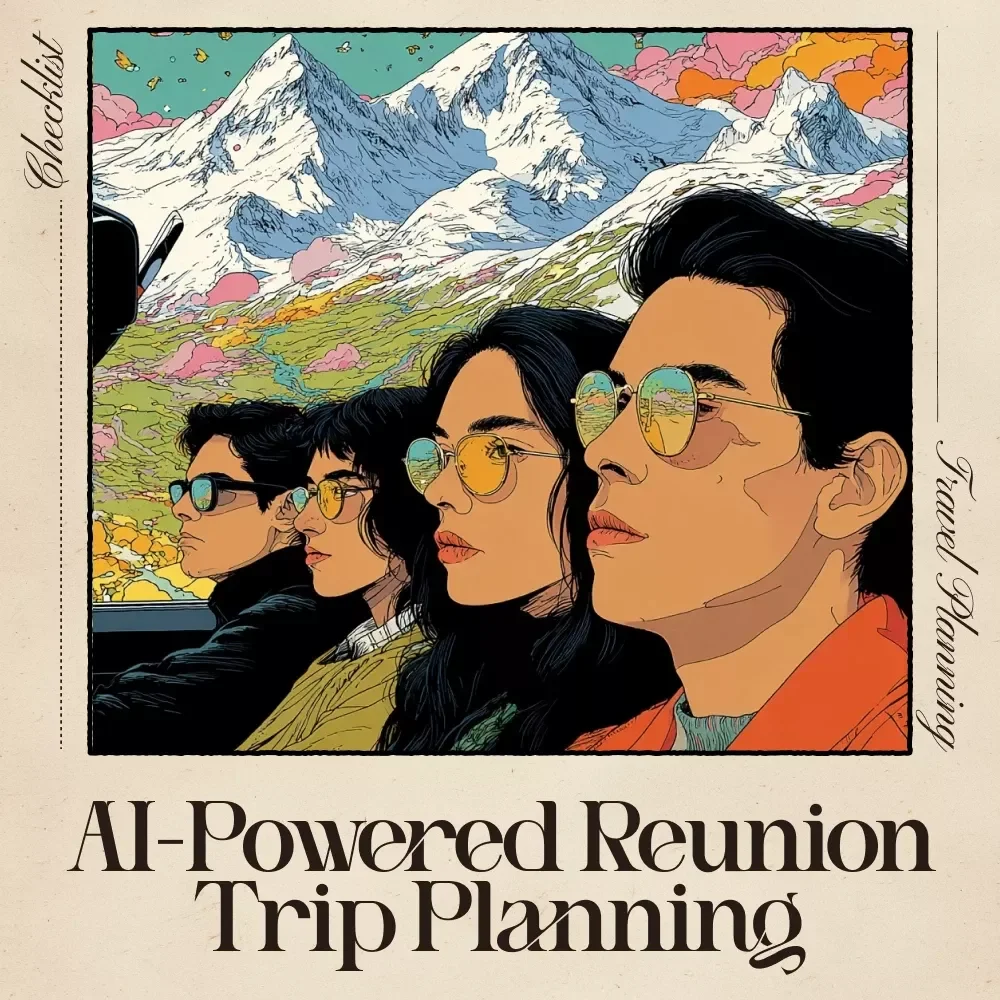 AI-Powered Reunion Trip Planning Checklist | Digital Download for Organizing Friend Getaways | Use ai to plan a reunion trip with friends Easily