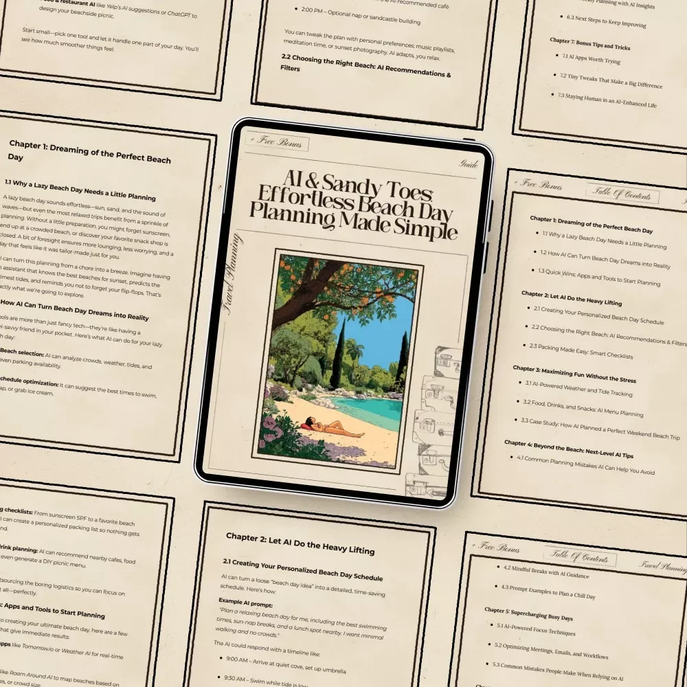 AI & Sandy Toes: Effortless Beach Day Planning Made Simple – Digital Download eBook, Guide, Checklist for Stress-Free Summer Fun