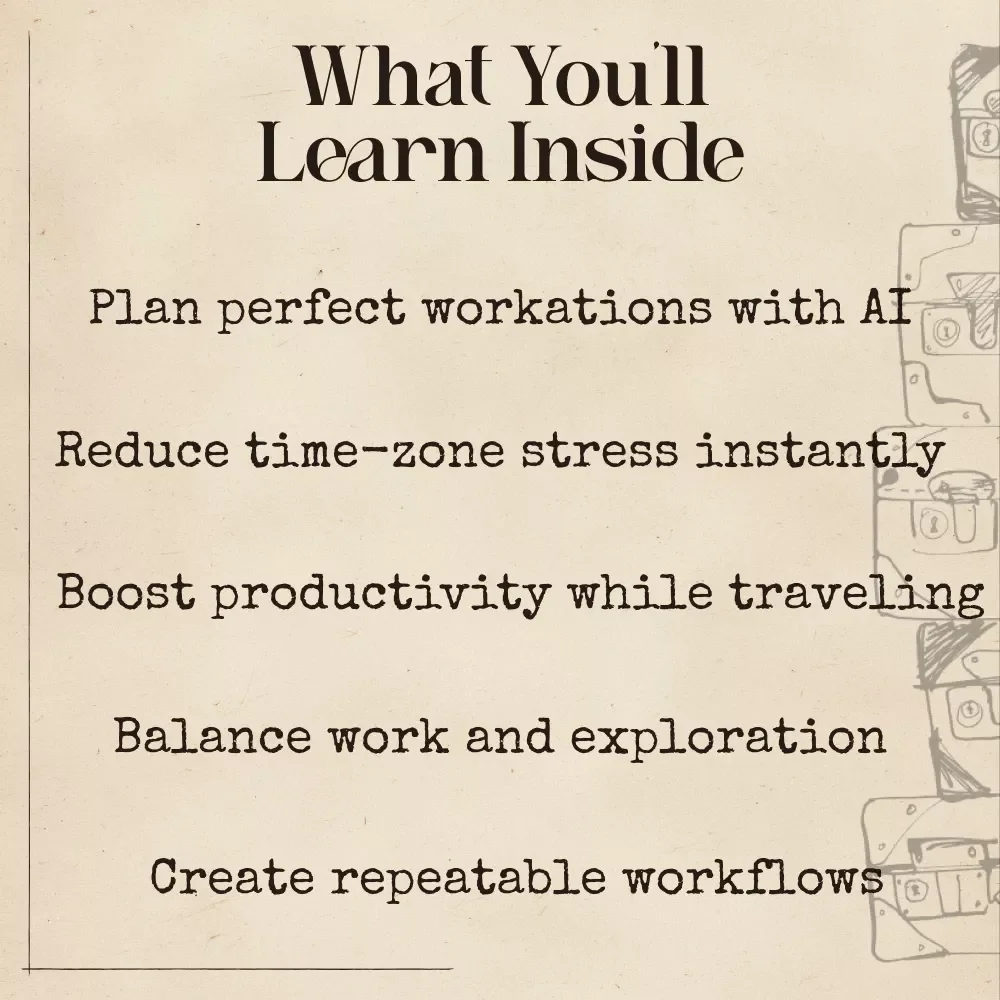 Optimized Workations with AI – Digital Guide for Remote Work, Time-Zone Planning, AI Productivity, Work-Travel Balance | Ultimate Workation eBook & Checklist