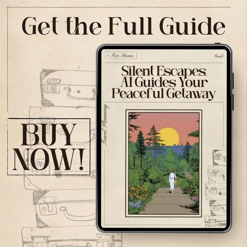 Silent Escapes: AI Guides Your Peaceful Getaway – Digital Travel Guide | Smart Planner for Mindful Retreats | Instant Download for Calm Seekers | ai to find silent retreats