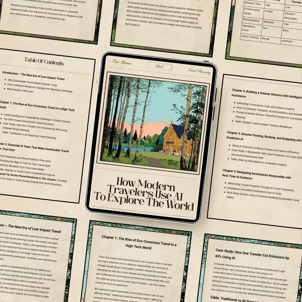 How Modern Travelers Use AI to Explore the World – Sustainable Travel eBook Guide for Eco-Conscious Planning | AI Tools for Sustainable Travel Planning | Digital Download
