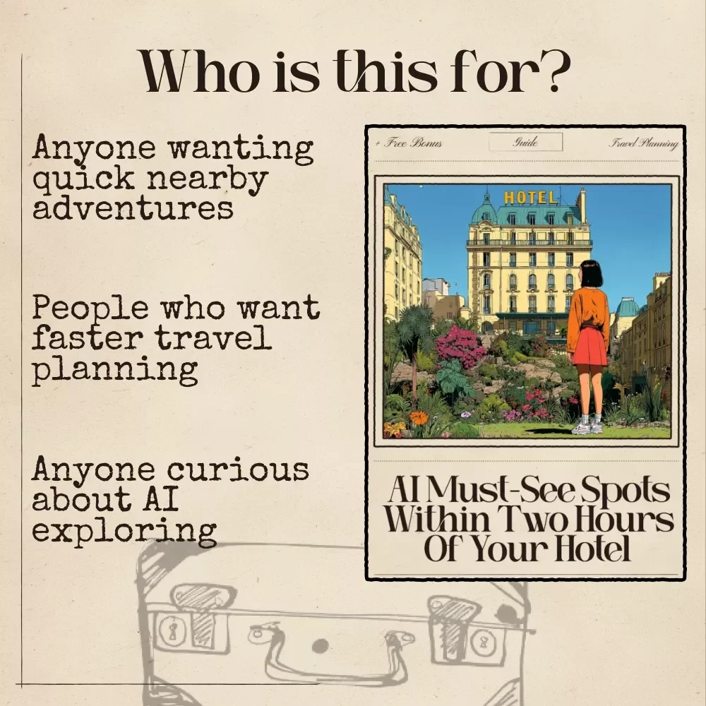 AI Must-See Spots Within 2 Hours of Your Hotel | Travel Guide, Digital Download, Local Discovery eBook, Smart Itinerary Planner for Fast Adventures