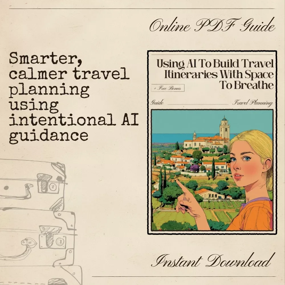 Using AI to Build Travel Itineraries with Space to Breathe – Digital Travel Planning Guide, AI Travel Itinerary eBook, Relaxed Travel Checklist for Stress-Free Adventures