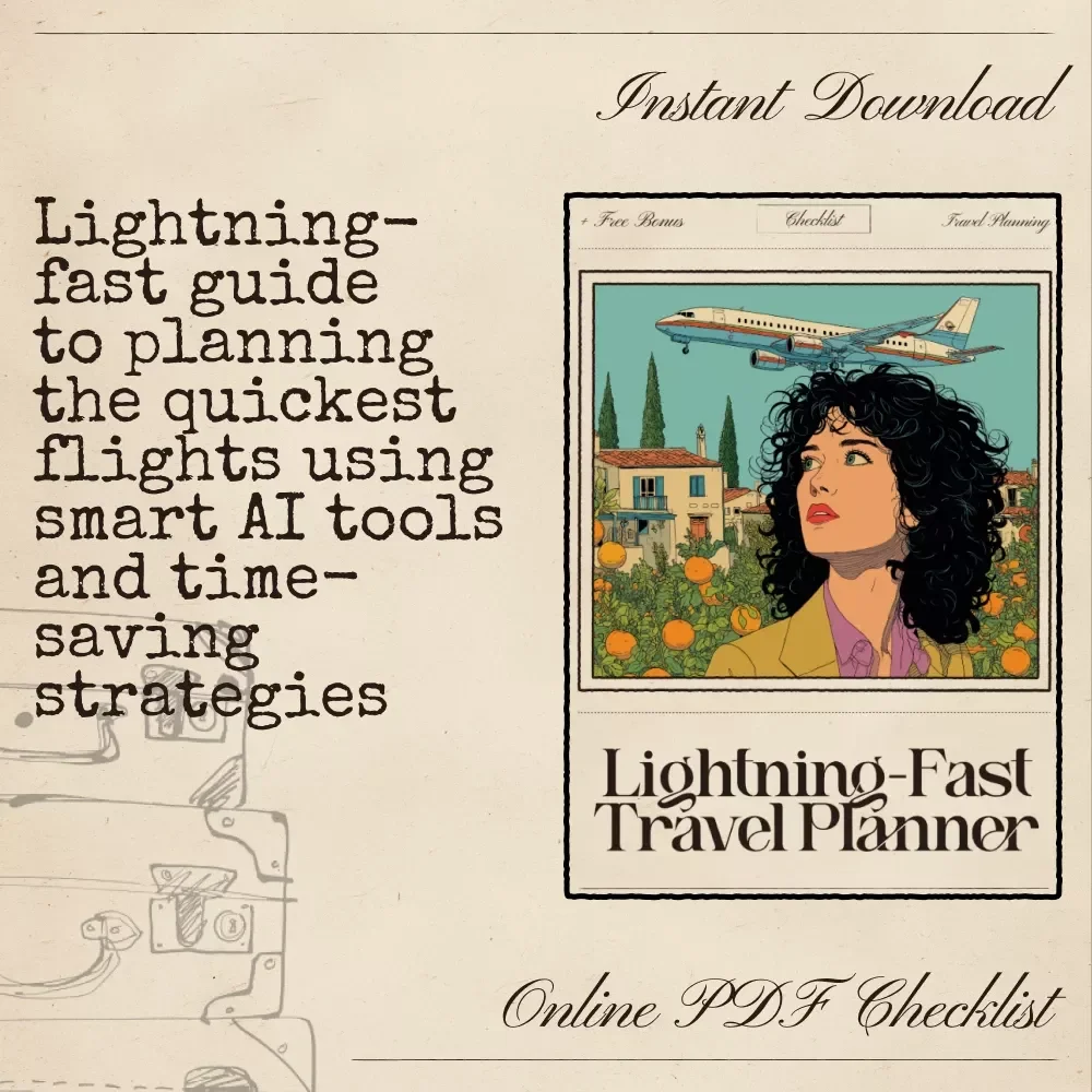 Lightning-Fast Travel Planner | Speed-Priority Flight Checklist for Smarter Trips | AI Travel Guide for Finding Flights with the Shortest Total Travel Time | Printable & Digital Download