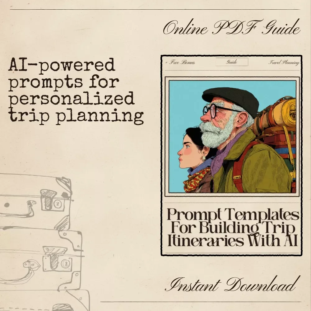 Prompt Templates for Building Trip Itineraries With AI – Travel Planning eBook, Digital Download, AI Travel Guide for Smarter Trip Design