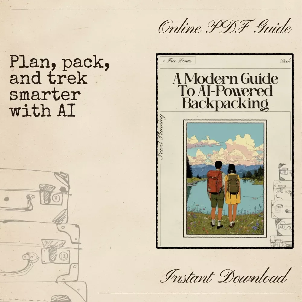 A Modern Guide to AI-Powered Backpacking | Digital eBook for Smarter Trip Planning | Learn using ai to plan a backpacking trip with Free Tools, Prompts, and Real-World Examples