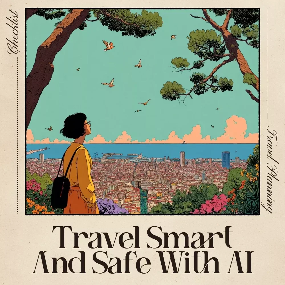 Travel Smart and Safe with AI – Printable Travel Safety Checklist, Digital Download, how to use ai for travel safety advice, AI Travel Prep Guide for Confident, Stress-Free Trips