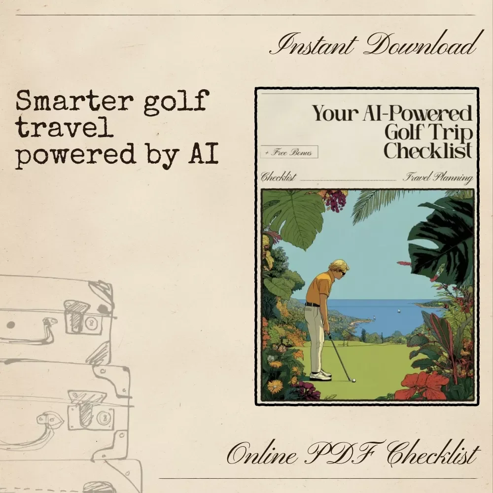 Your AI-Powered Golf Trip Checklist | Smart Digital Guide for Golf Travelers | Printable PDF Golf Planner Using AI for Planning a Golf Trip, Course Selection, Budgeting & Packing