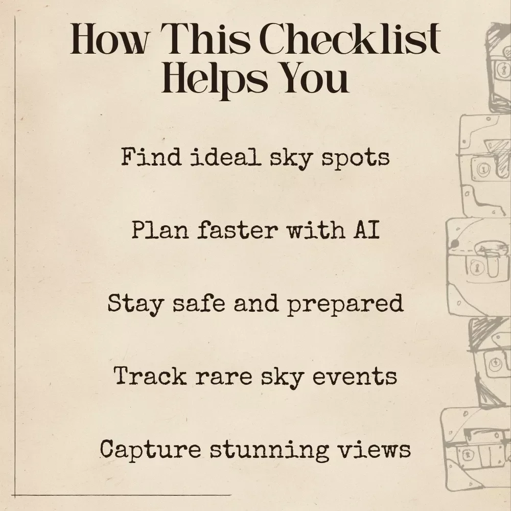 Finding the Perfect Night Sky Spot | Digital Stargazing Checklist | Smart Travel Planner Using AI That Finds Destinations for Stargazing | Printable Astronomy Adventure Guide