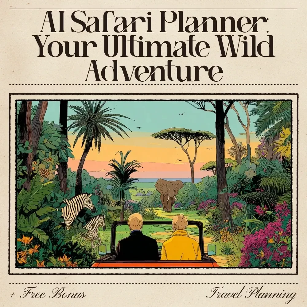 AI Safari Planner: Your Ultimate Wild Adventure Checklist | Digital Download for Effortless Safari Planning | AI that plans a safari itinerary