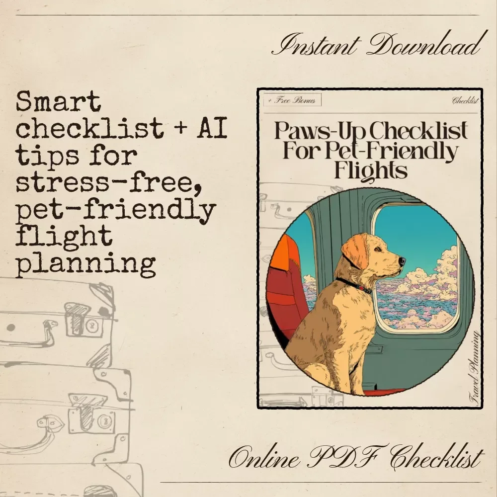 Paws-Up Checklist for Pet-Friendly Flights | Ultimate Travel Prep Guide for Stress-Free Pet-in-Cabin Trips | AI for Finding Pet in Cabin Friendly Flights | Digital Download for Smooth Airline Planning