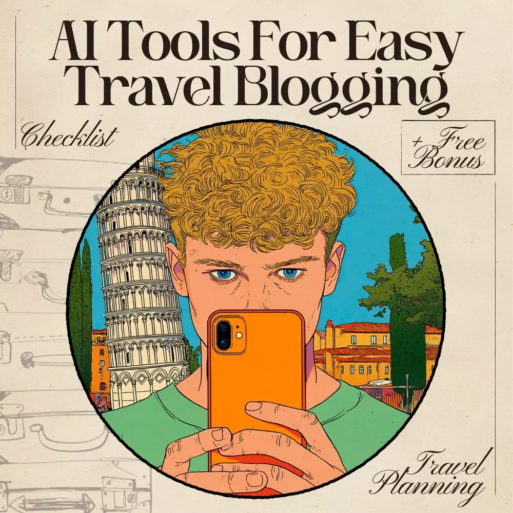 AI Tools for Easy Travel Blogging Checklist | Digital Download for Bloggers | Guide to Using ai prompts for turning travel notes into blog posts