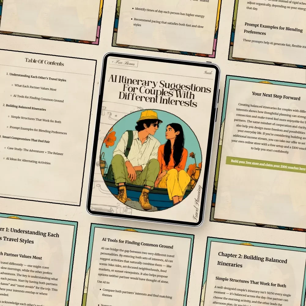 AI Itinerary Suggestions for Couples With Different Interests | Travel Planning Guide for Partners with Opposite Styles | Editable Digital Download | Relationship-Friendly Trip Planner
