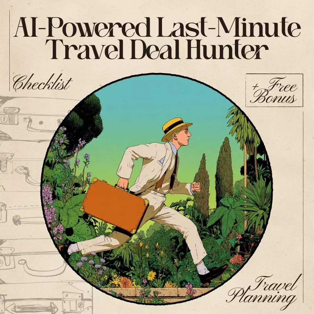 AI-Powered Last-Minute Travel Deal Hunter | Printable & Digital Checklist for Fast Getaways | Travel Savings Guide | AI for Last Minute Travel Deals
