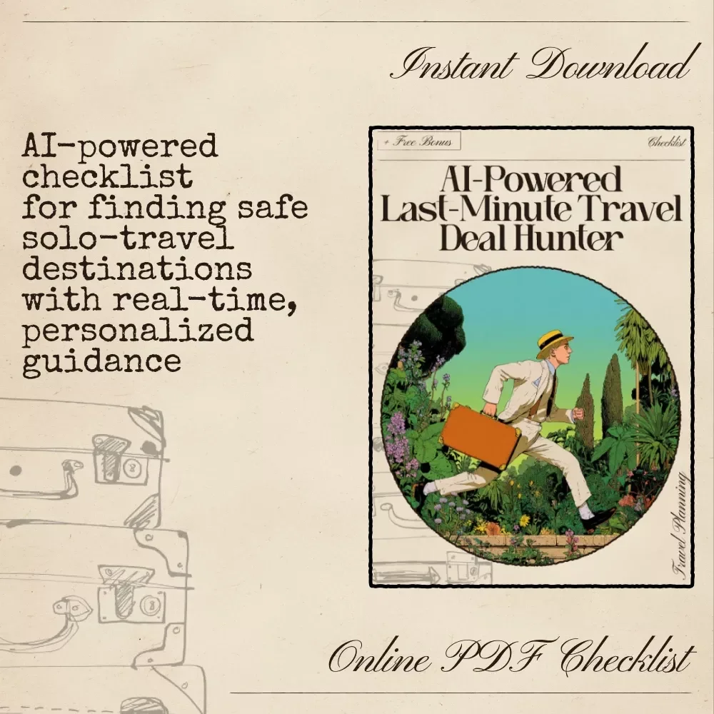 AI-Powered Last-Minute Travel Deal Hunter | Printable & Digital Checklist for Fast Getaways | Travel Savings Guide | AI for Last Minute Travel Deals