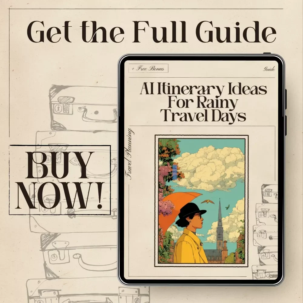 AI Itinerary Ideas for Rainy Travel Days | Travel eBook, Rainy-Day Trip Planner, Indoor Activity Guide, Digital Download for Travelers