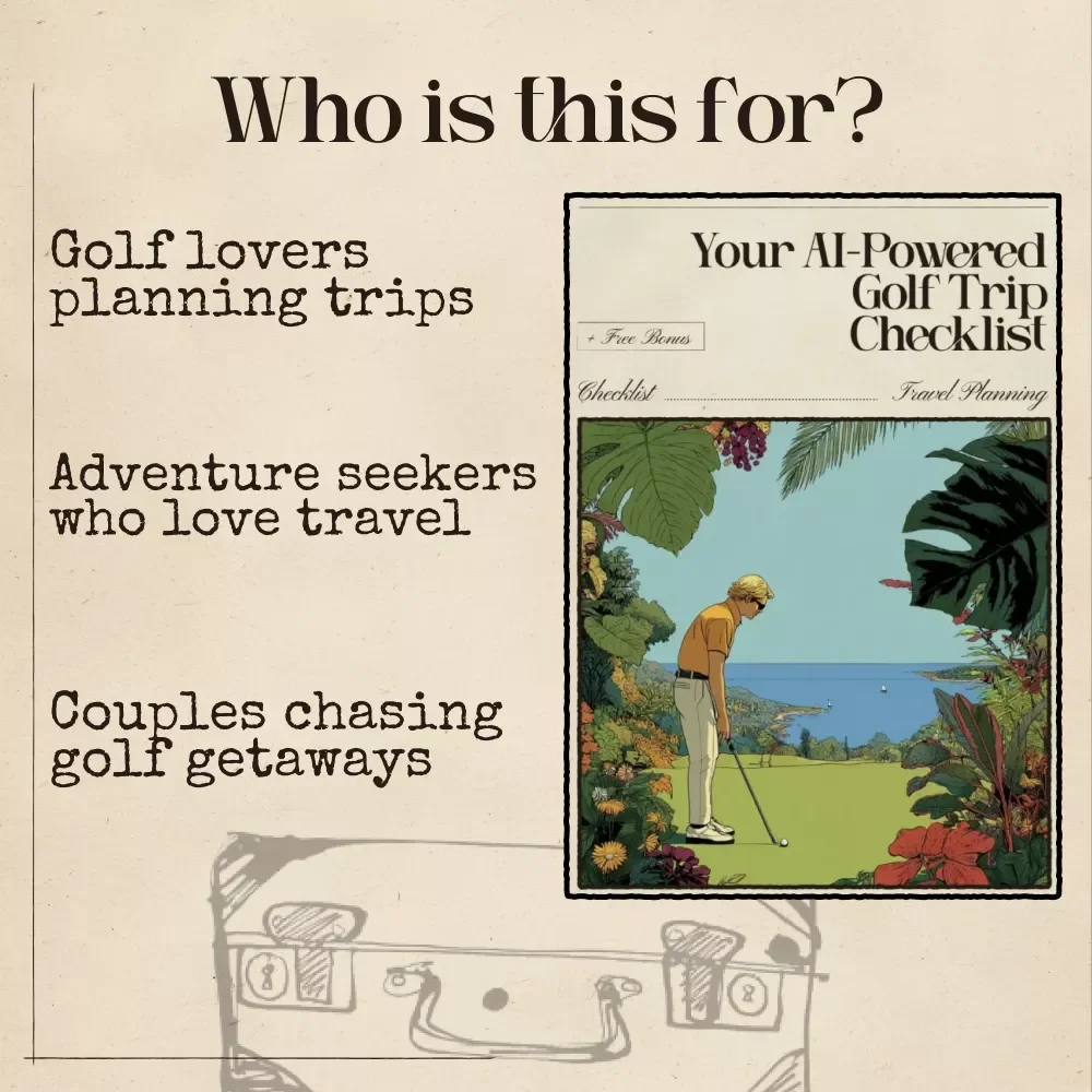 Your AI-Powered Golf Trip Checklist | Smart Digital Guide for Golf Travelers | Printable PDF Golf Planner Using AI for Planning a Golf Trip, Course Selection, Budgeting & Packing