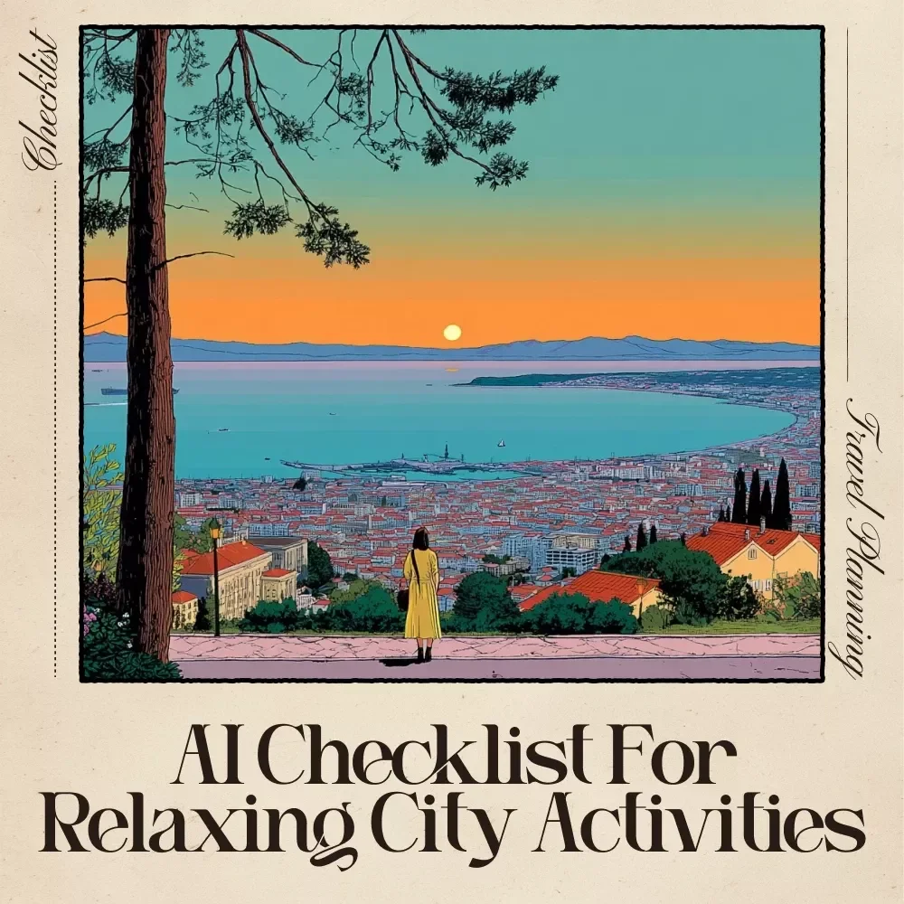 Your AI-Powered Checklist for Finding Relaxing Activities in Any City – Digital Guide, eBook, and Stress-Free Travel Checklist for Hidden Gems, Mindful Experiences, and Low-Key Fun
