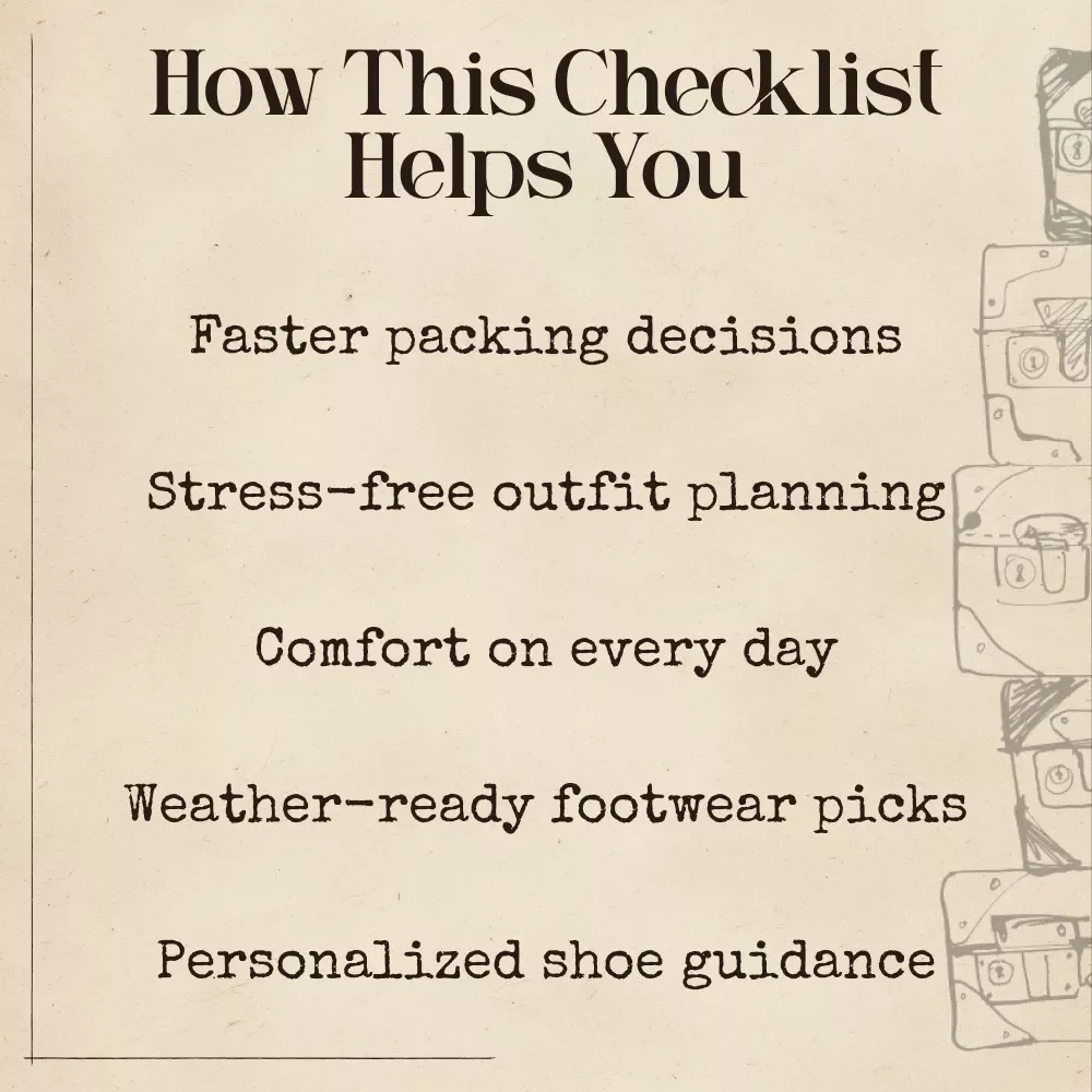 Smart Shoe Selector for Every Trip | Ultimate Travel Footwear Checklist | AI for Shoe Selection for Different Trips | Printable & Digital Packing Guide