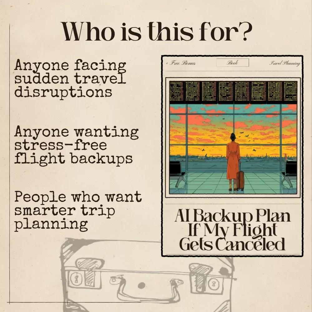 AI Backup Plan If My Flight Gets Canceled | Travel Emergency Ebook | Instant Digital Download | AI-Powered Rebooking Guide for Stress-Free Trip Changes | Flight Delay & Cancellation Survival Toolkit