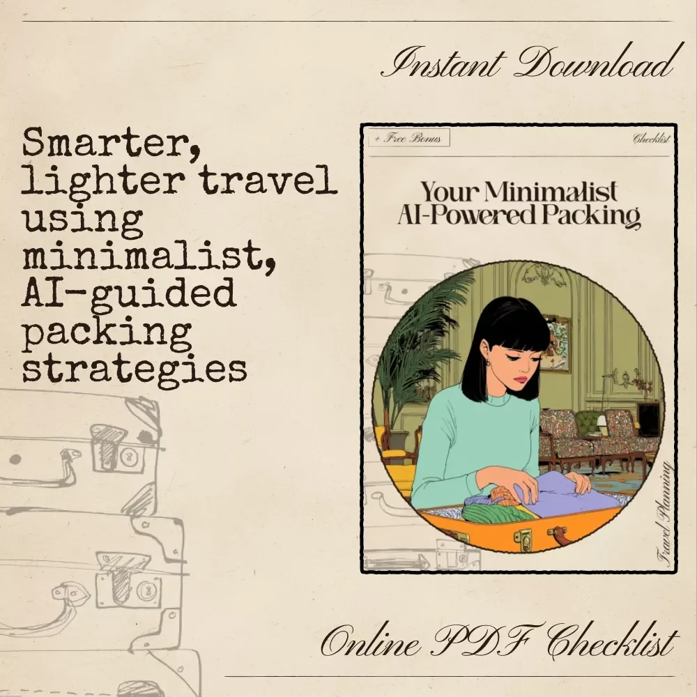 Your Minimalist AI-Powered Packing | Printable Travel Checklist | Long Trip Planner | Smart Luggage Guide for ai for minimalist packing for long trips