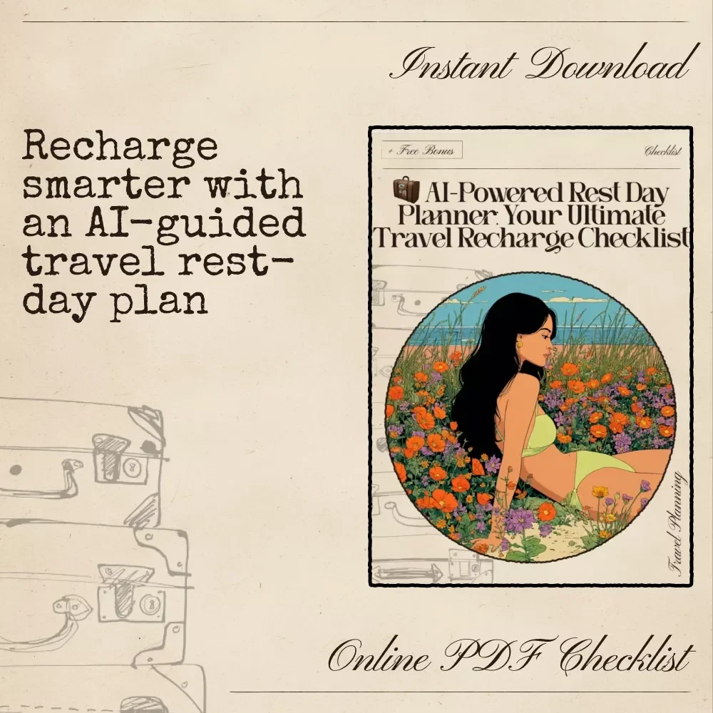 AI-Powered Rest Day Planner: Your Ultimate Travel Recharge Checklist | Travel Itinerary Helper | Digital Download for Stress-Free Rest Days