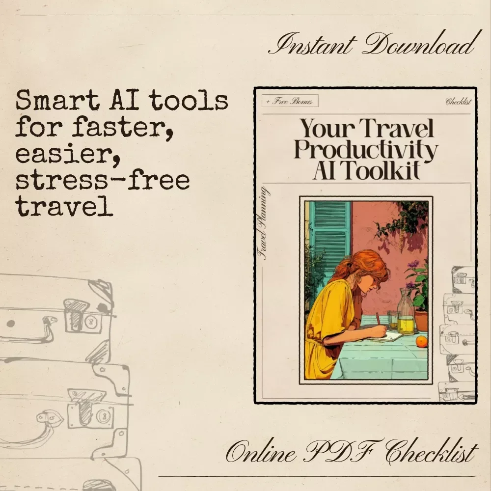 Your Travel Productivity AI Toolkit – Digital Download | AI Travel Planner Checklist, Smart Packing Guide, Productivity Tips for Stress-Free Trips