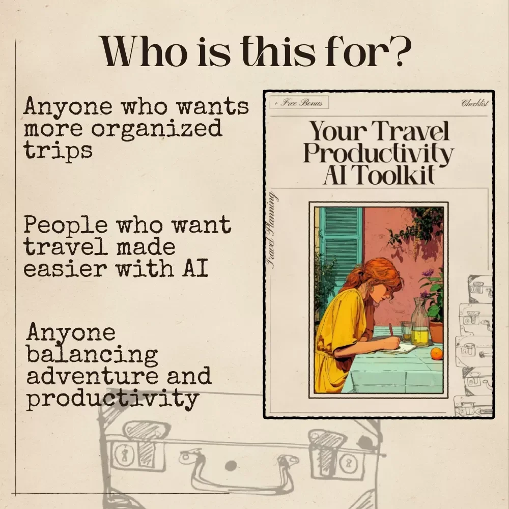 Your Travel Productivity AI Toolkit – Digital Download | AI Travel Planner Checklist, Smart Packing Guide, Productivity Tips for Stress-Free Trips