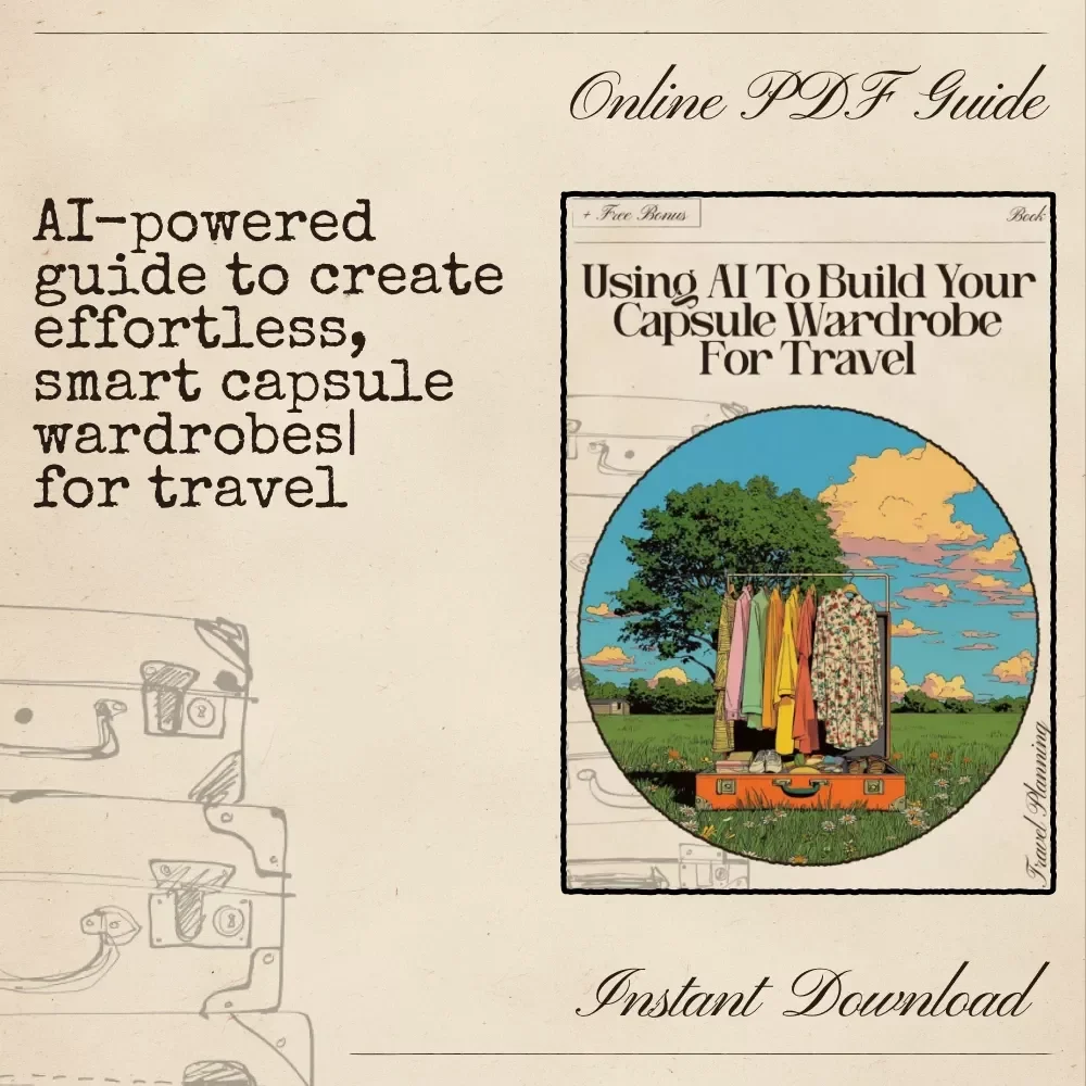 Using AI to Build Your Capsule Wardrobe for Travel | Editable eBook Guide for Smart Packing | AI for Capsule Wardrobe Packing List | Minimalist Travel Planner Digital Download