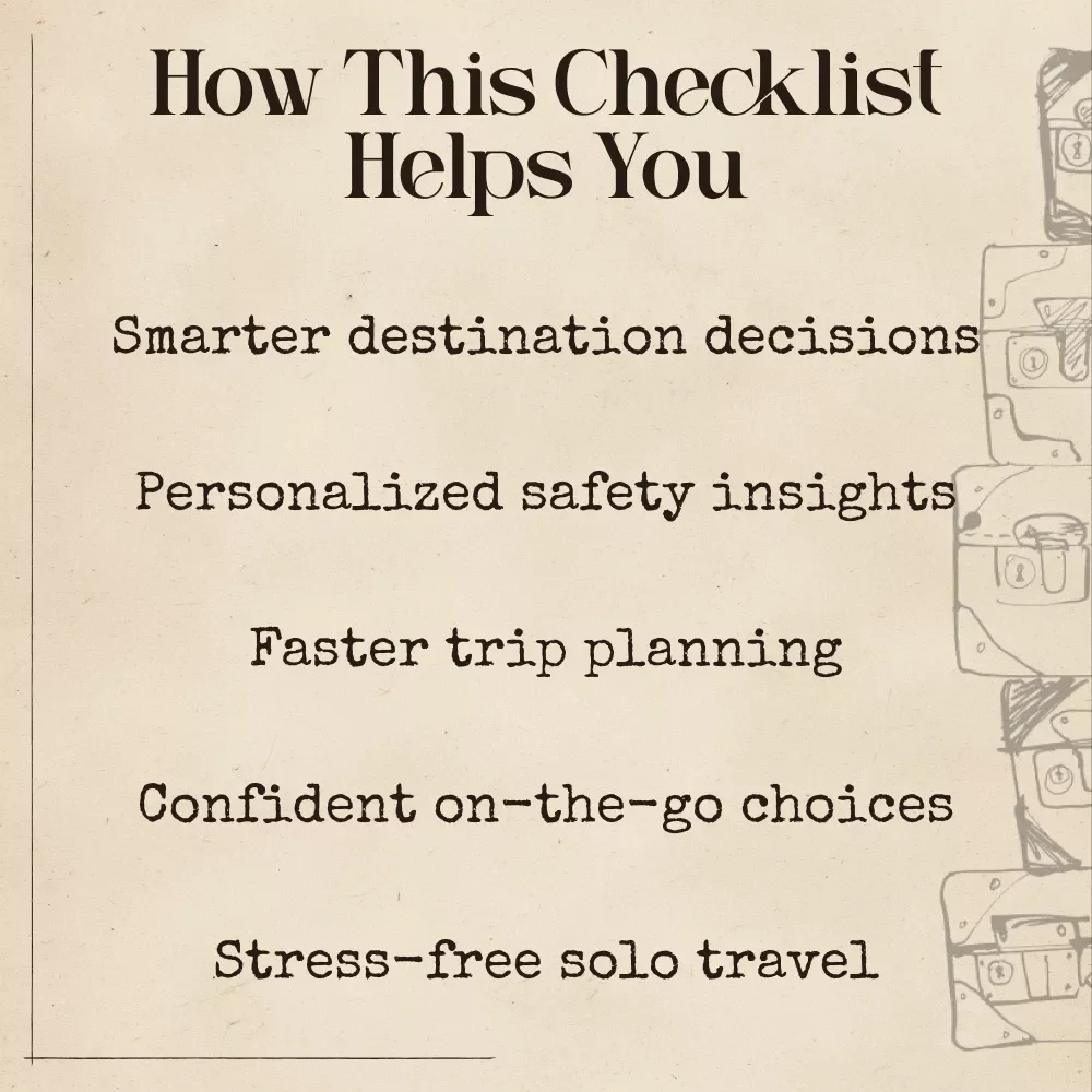 The Confident Solo Traveler’s Checklist | AI for Safe Solo Travel Destinations Guide | Solo Travel Safety Printable Checklist | Digital Download