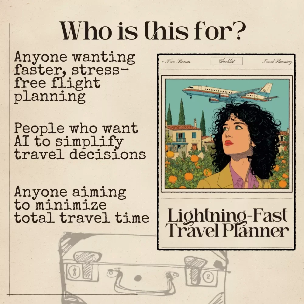 Lightning-Fast Travel Planner | Speed-Priority Flight Checklist for Smarter Trips | AI Travel Guide for Finding Flights with the Shortest Total Travel Time | Printable & Digital Download