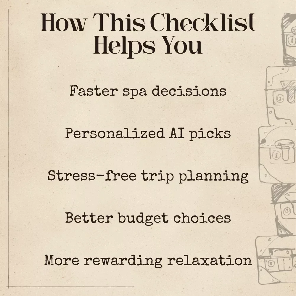 Relax Smarter: AI Picks the Best Spas Checklist | Digital Travel Guide | Instant Download | ai that finds the best spas | Spa Planning Tool