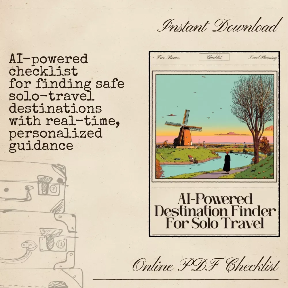 AI-Powered Destination Finder for Solo Travel | Checklist & Safety Guide | AI to Find Safe Destinations for Solo Travelers | Digital Download