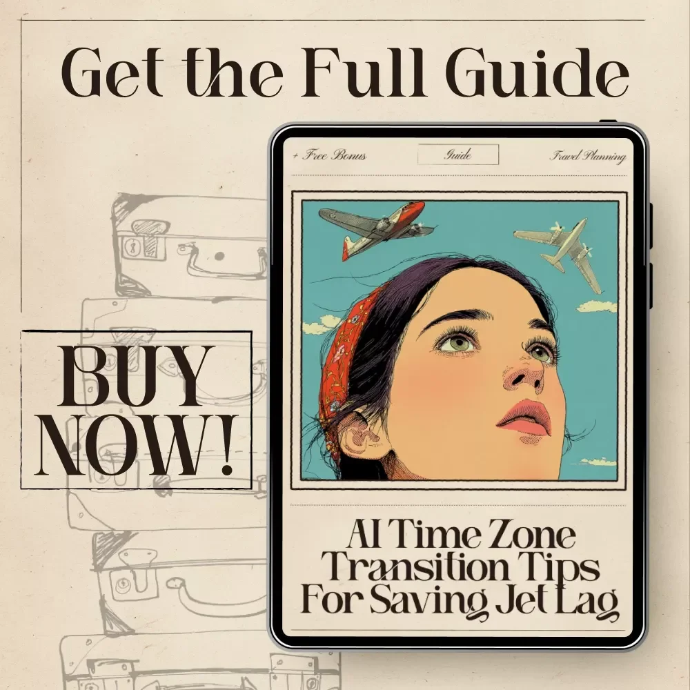 AI Time Zone Transition Tips for Saving Jet Lag | Digital Jet Lag Guide, Travel Wellness eBook, Fatigue Prediction & Flight Prep Strategies