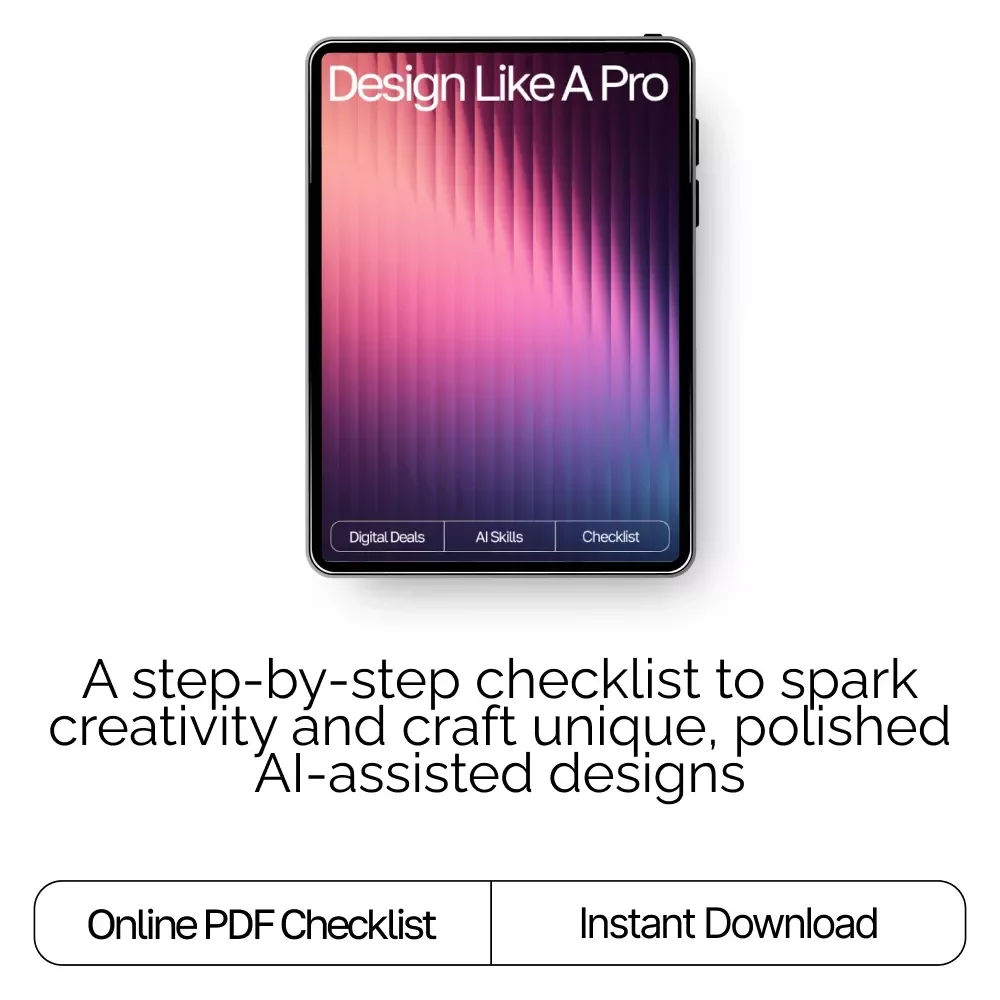 Design Like a Pro Checklist | Creative Workflow Guide for Designers | AI Prompts for Unique Designs | Digital Download for Inspiring, Professional-Quality Concepts