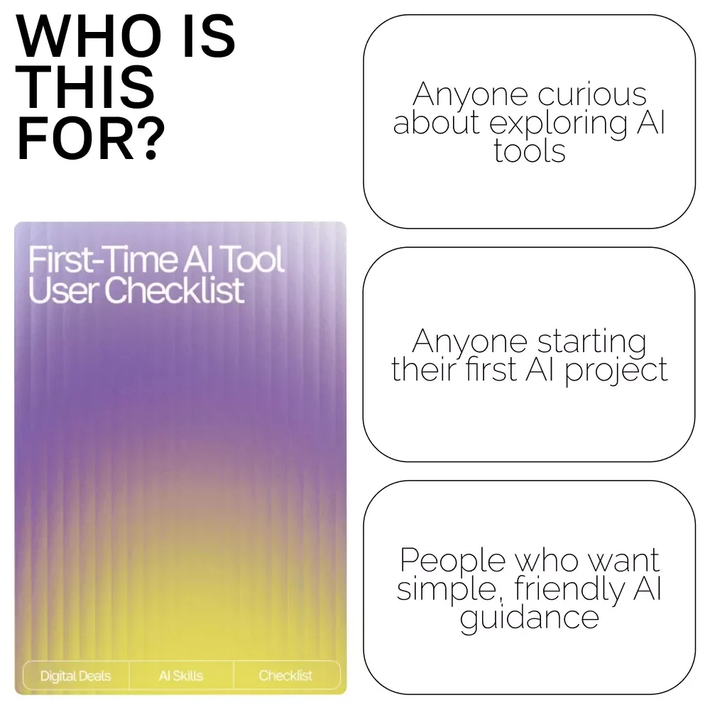 First-Time AI Tool User Checklist | Beginner-Friendly Digital Download for AI Newbies | Essential Guide with tips for first time ai tool users