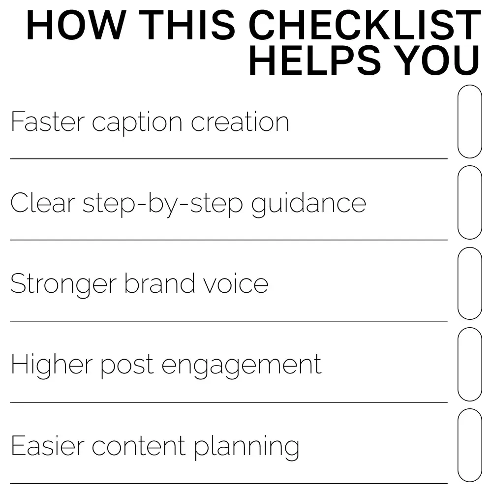 Caption Crafting with AI Checklist | Social Media Caption Writing Guide | how to use ai for social media captions | Digital Download for Creators & Small Businesses