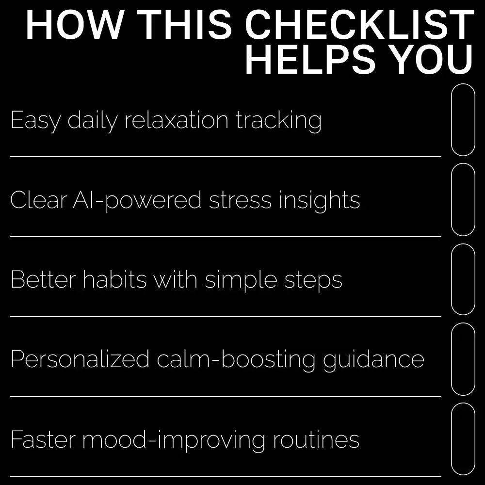 Relax & Track Smarter Checklist | Simple Relaxation Tracking Methods with AI | Wellness Planner | Stress-Relief Tracker | Digital Download