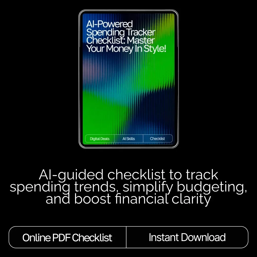 AI-Powered Spending Tracker Checklist | Budget Planner Printable | Financial Wellness Guide | Personal Finance Organizer | ai tracker for personal spending trends