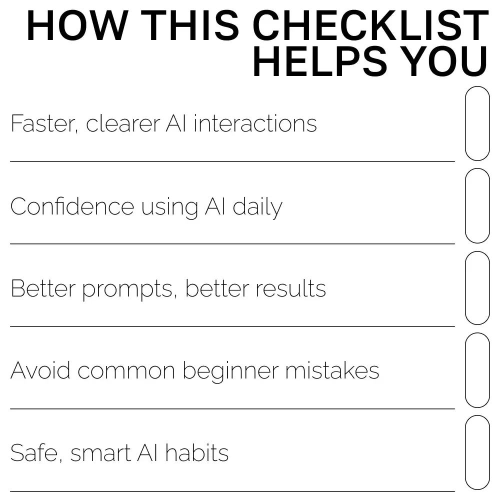 First-Time AI Tool User Checklist | Beginner-Friendly Digital Download for AI Newbies | Essential Guide with tips for first time ai tool users