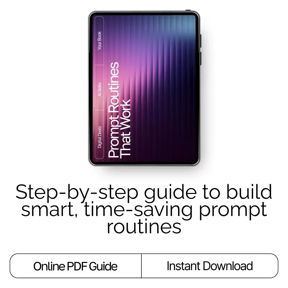 Prompt Routines That Work | Digital Productivity eBook, how to build a prompt-based routine, Step-by-Step Guide to Smarter Daily Systems