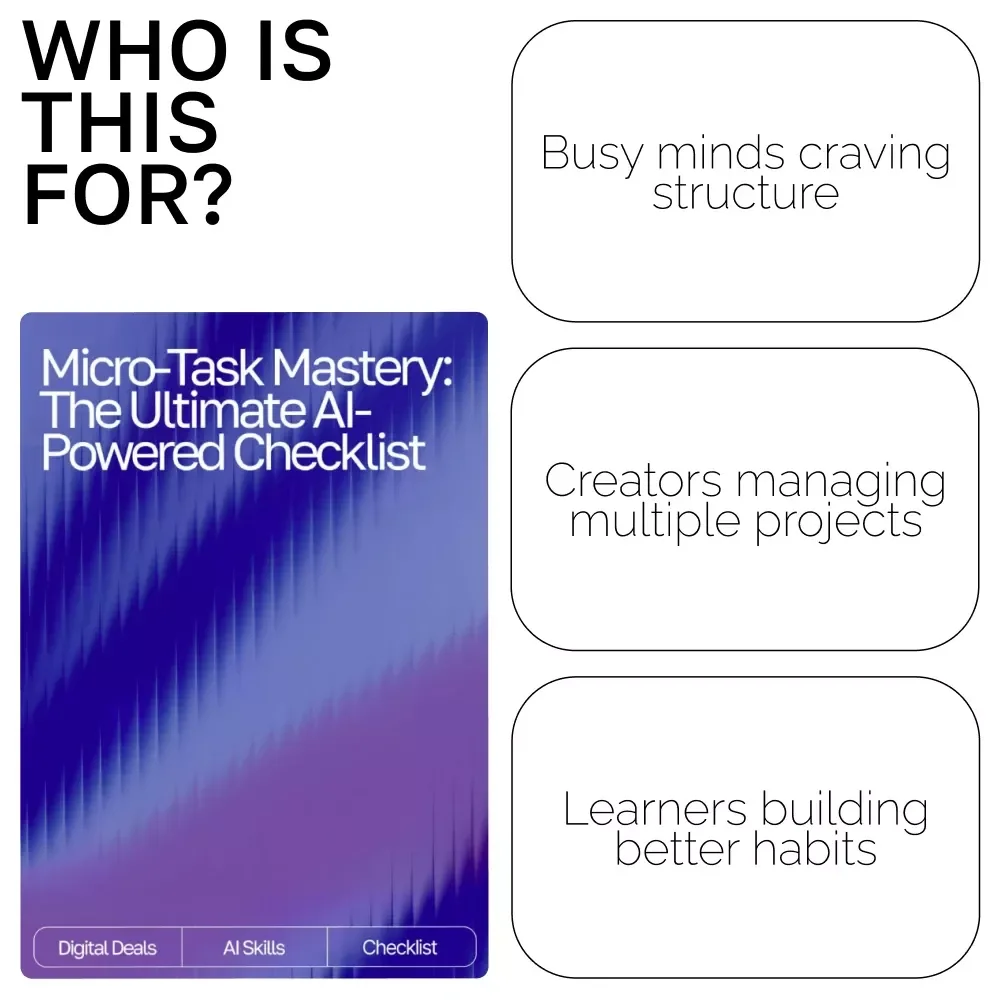 Micro-Task Mastery: The Ultimate AI-Powered Checklist | Digital Download for Smarter Productivity Using AI Tools for Tracking Small Tasks