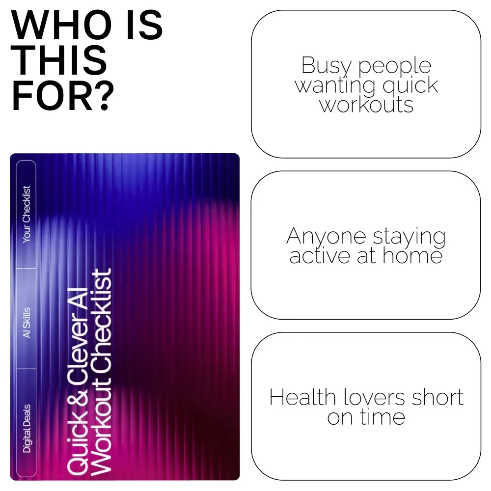 Quick & Clever AI Workout Checklist | Digital Download for Fast Fitness Routines with AI Suggestions for Quick Workouts